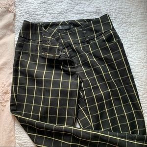 Black Plaid Trousers Work Pants Mid Rise